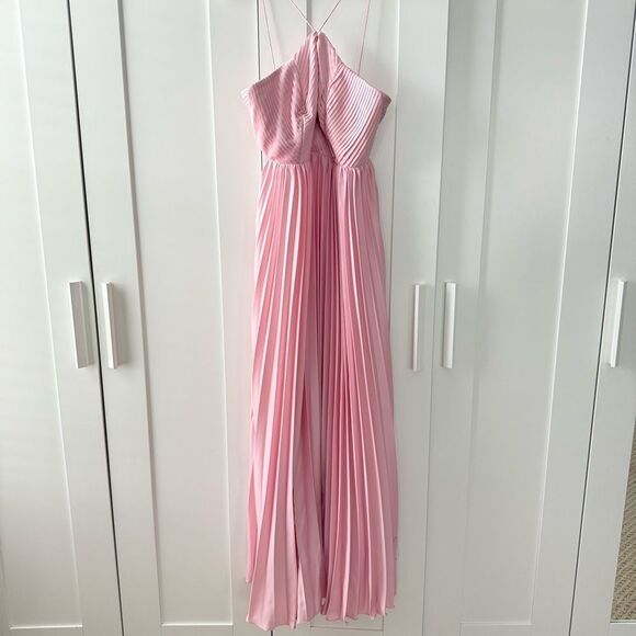 Amur Kamari Pleated Halterneck Maxi Dress in Rosewater Pink Size 4 - Picture 2 of 12